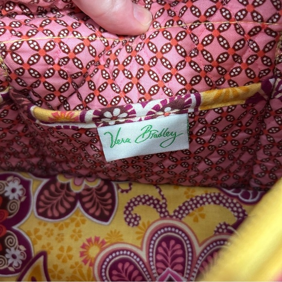 Vera Bradley Retired Bali Gold Libby Yellow Pink Floral Paisley Shoulder Bag - Picture 4 of 6
